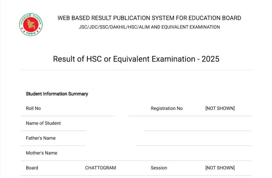 এইচএসসি রেজাল্ট ২০২৫ HSC Result 2025