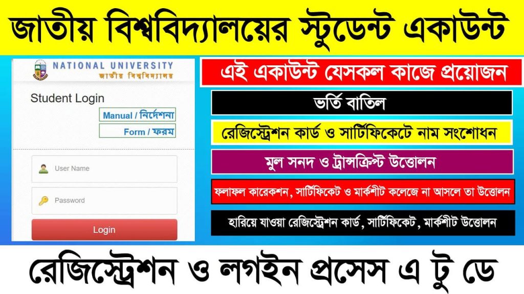 জাতীয় বিশ্ববিদ্যালয় লগইন